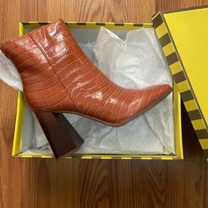 Cognac square toed boots